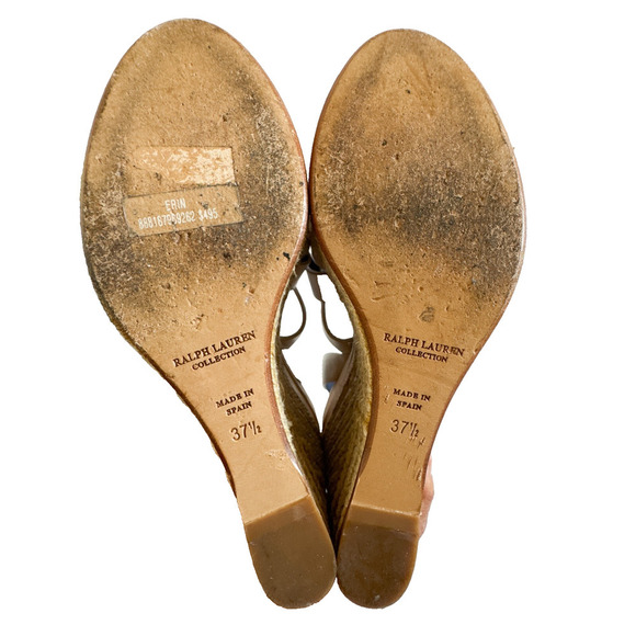 Ralph Lauren Purple Label Erin Espadrille Wedge Platform White Leather 37.5 - Picture 9 of 16